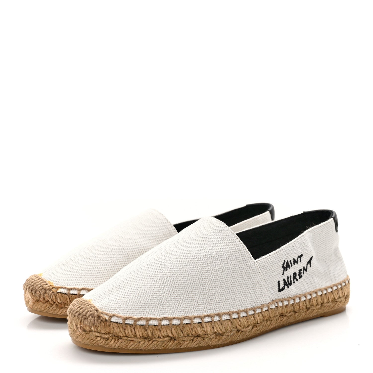 Saint Laurent Canvas Nappa Elba Light Logo Embroidered Espadrilles 36 Ecru 3 of 12