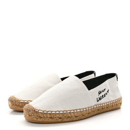 Saint Laurent Canvas Nappa Elba Light Logo Embroidered Espadrilles 36 Ecru 3 of 12