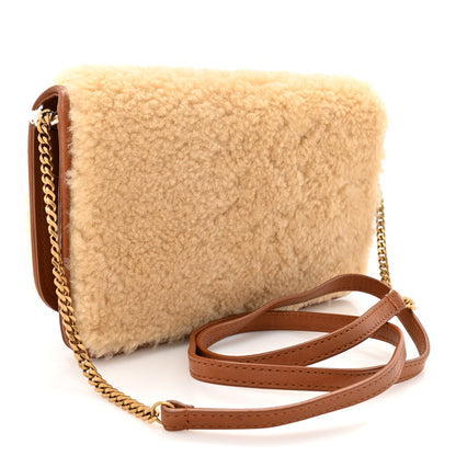 Saint Laurent Shearling Monogram Phone Holder Crossbody Brown 3 of 10