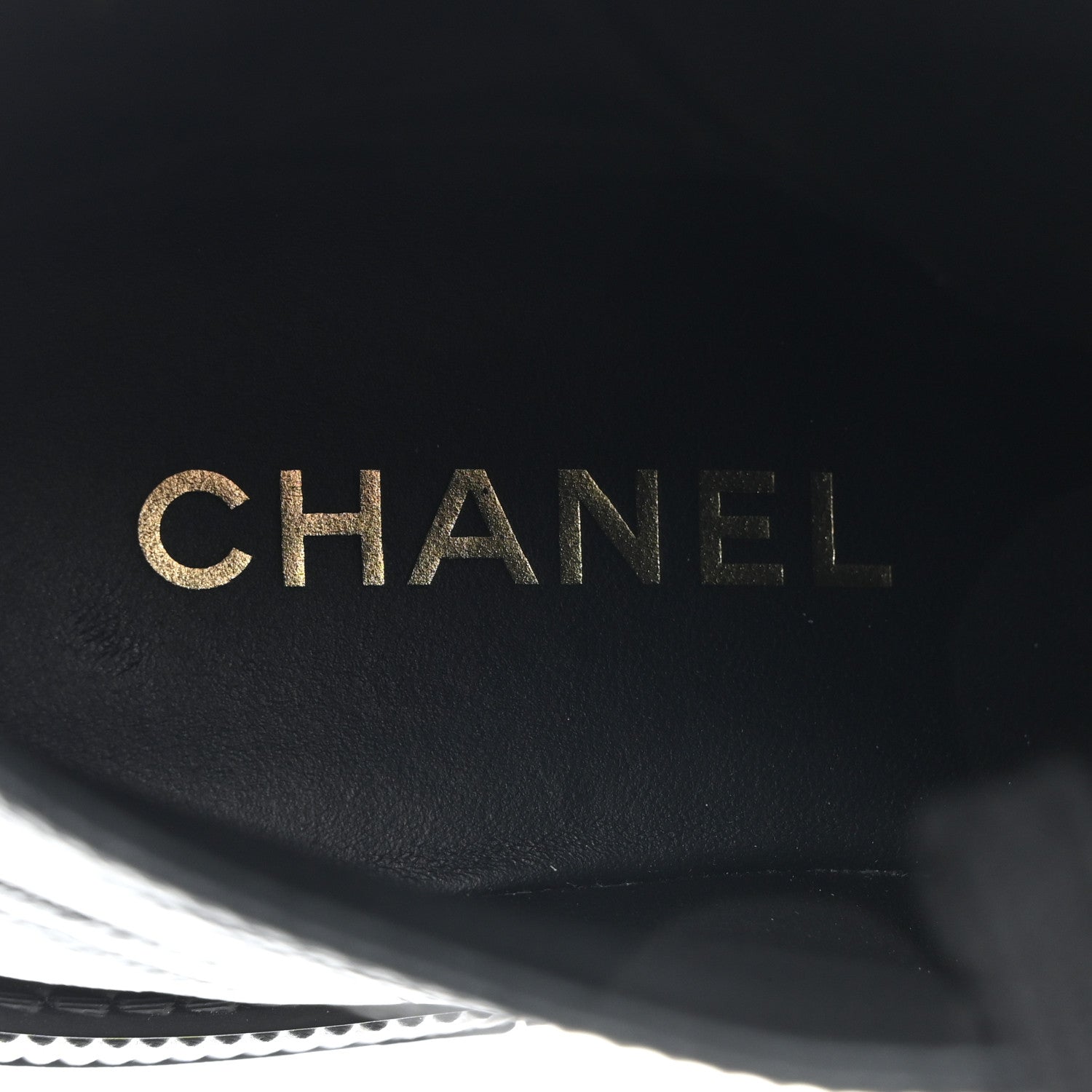 Chanel Grained Calfskin Shiny Calfskin CC Lace Up Combat Boots 39.5 Black 6 of 8