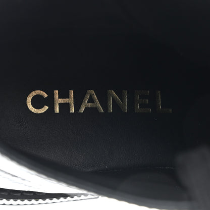 Chanel Grained Calfskin Shiny Calfskin CC Lace Up Combat Boots 39.5 Black 6 of 8