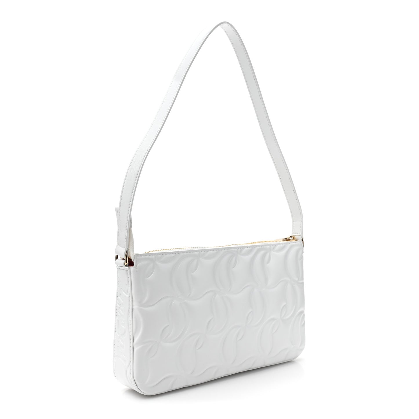 Lambskin Embossed Loubila Shoulder Bag White