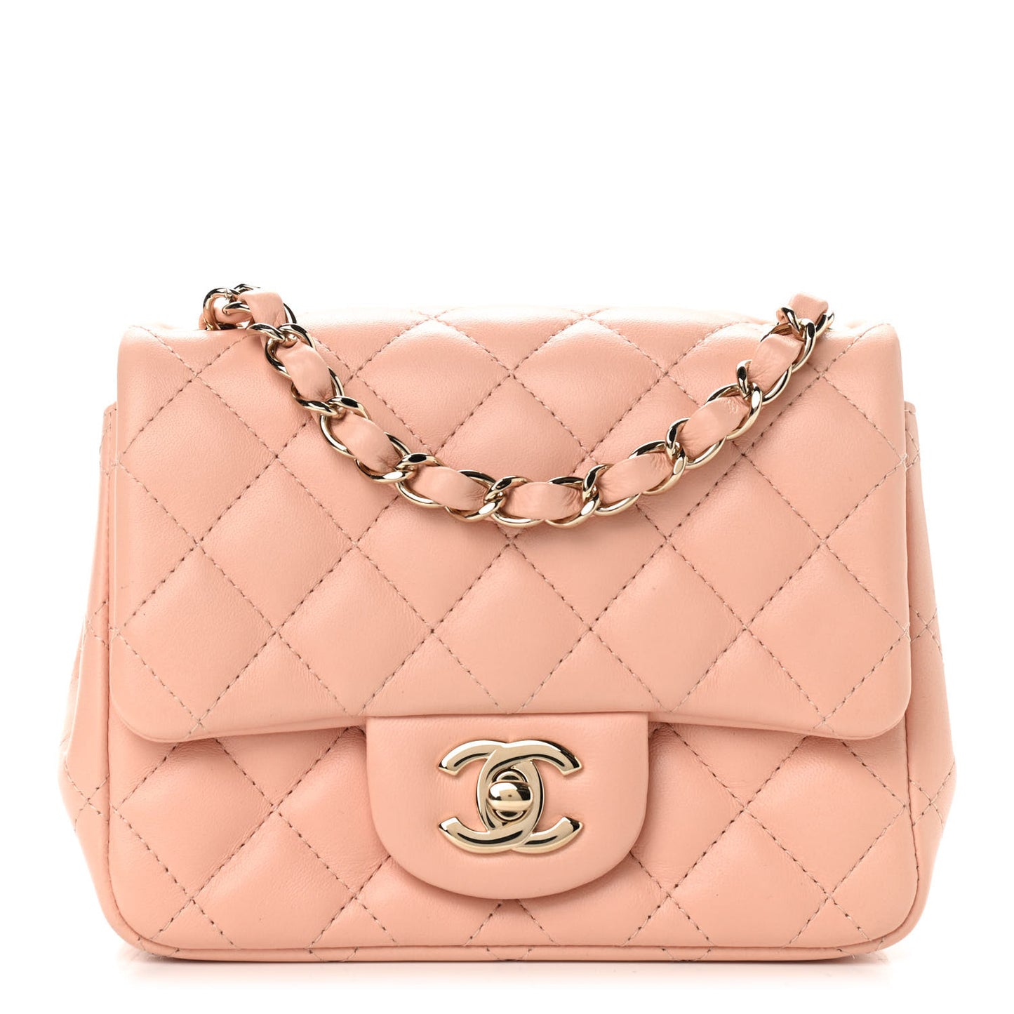 Lambskin Quilted Mini Square Flap Pink