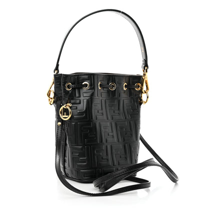 Fendi Vitello Liberty F is Fendi FF 1974 Embossed Mini Mon Tresor Bucket Bag Black 3 of 16