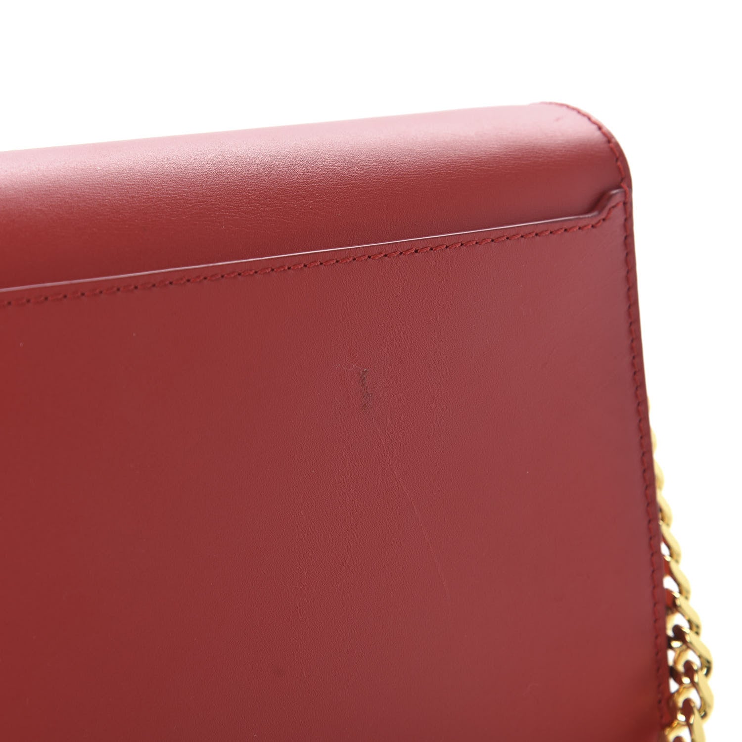 Burberry Calfskin Small TB Envelope Chain Clutch Bag Bright Red 10 of 10
