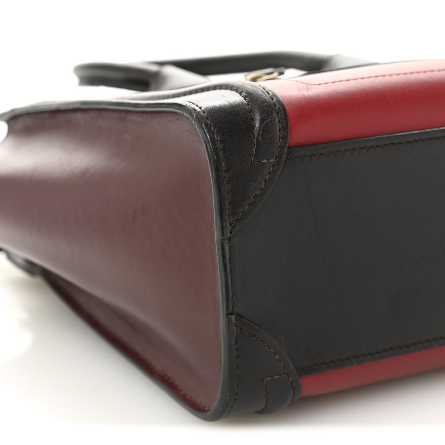 Calfskin Bullhide Nano Tri-Color Luggage Bright Red