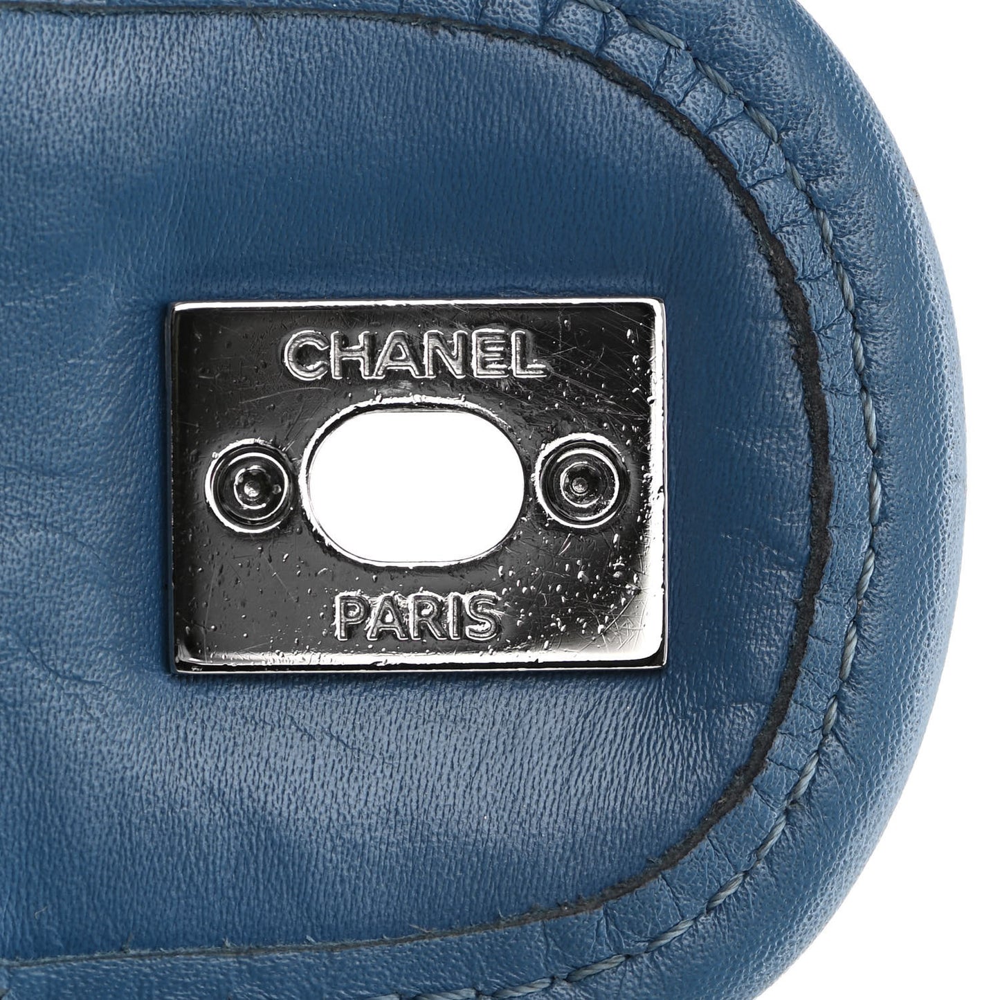 Perforated Calfskin Large Up In The Air Flap Blue