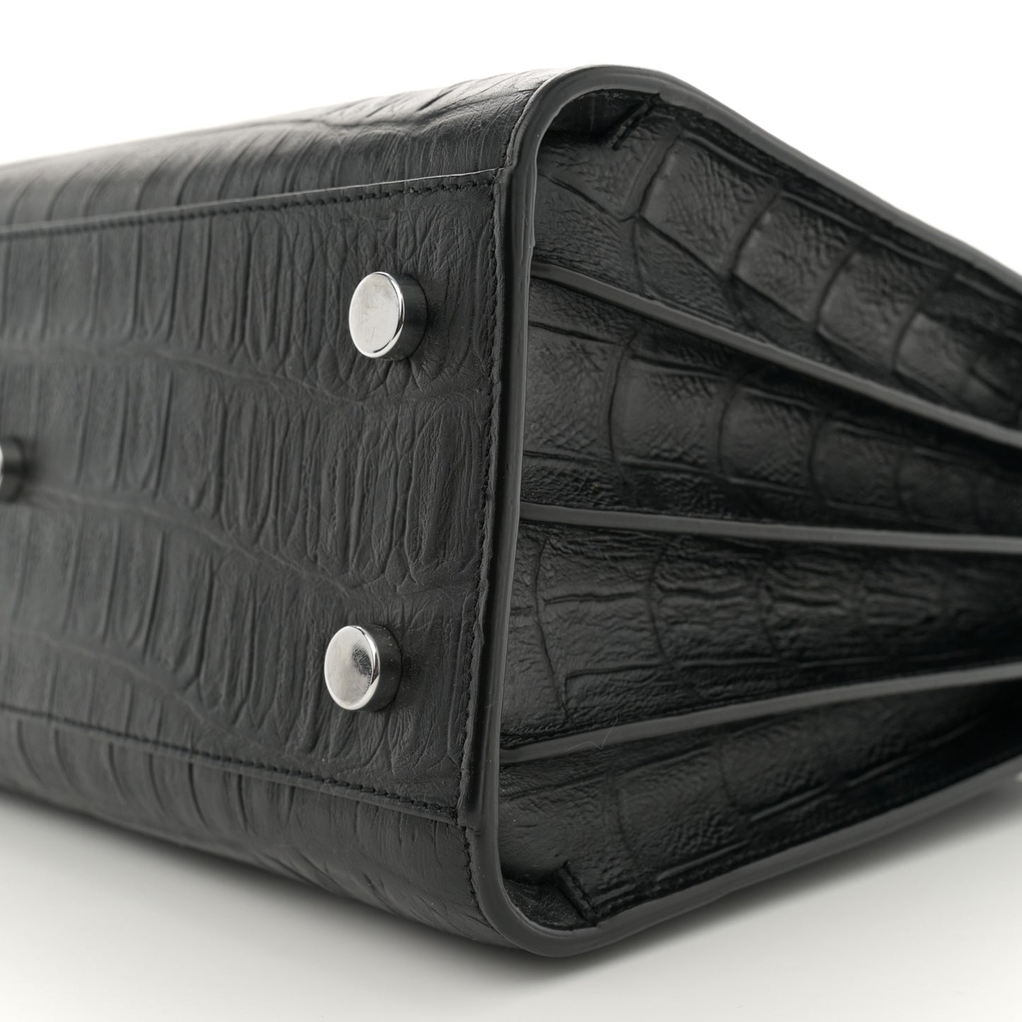 Calfskin Crocodile Embossed Baby Sac De Jour Carryall Black