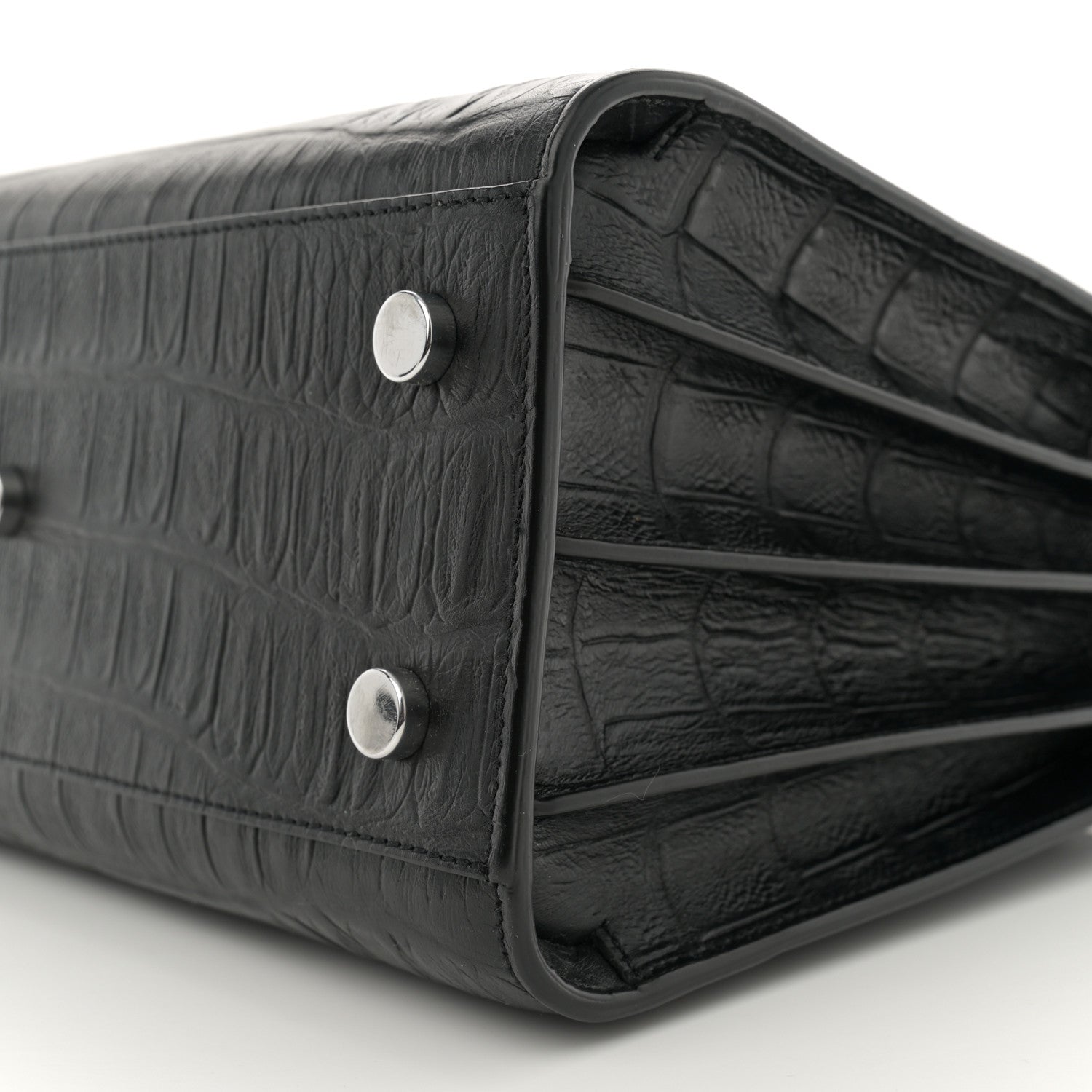 Saint Laurent Calfskin Crocodile Embossed Baby Sac De Jour Carryall Black 10 of 10