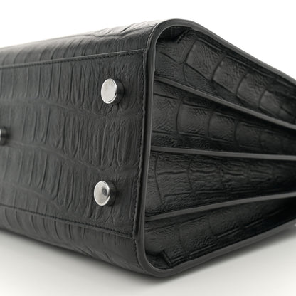 Saint Laurent Calfskin Crocodile Embossed Baby Sac De Jour Carryall Black 10 of 10