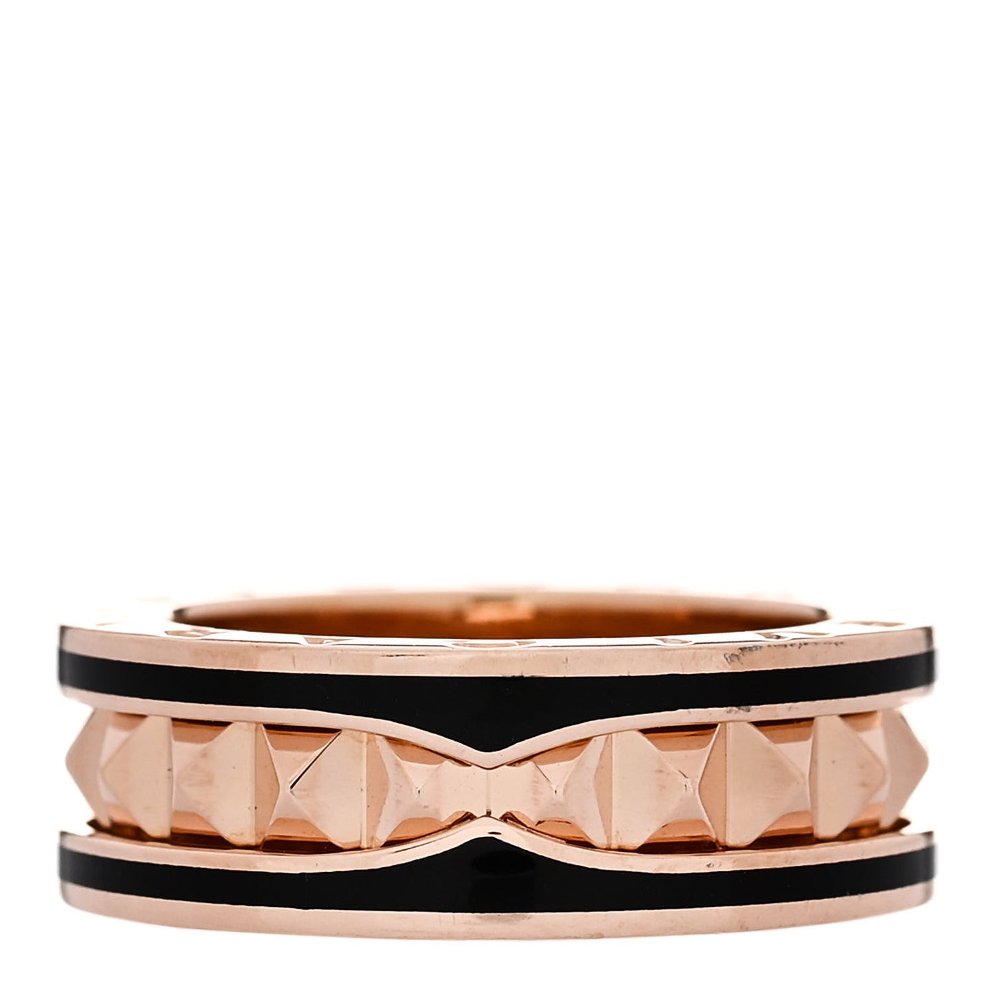 18K Rose Gold Black Ceramic B.Zero1 Rock One-Band Ring 50 5.25