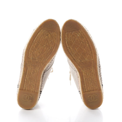 Chanel Crackled Calfskin High Top Espadrilles 41 Light Beige Black 5 of 6