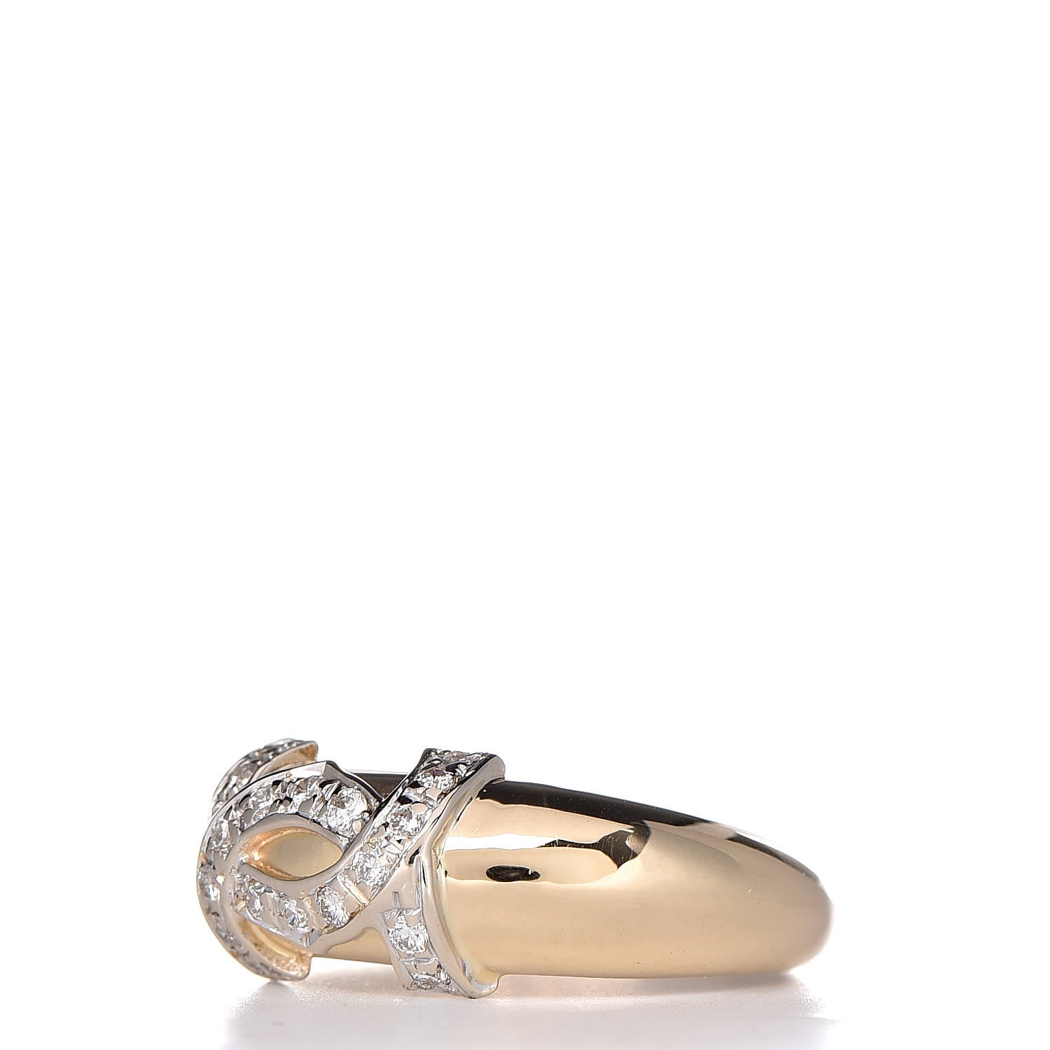 Cartier 18K Yellow Gold Diamond Logo Double C Ring 50 5.25 3 of 6