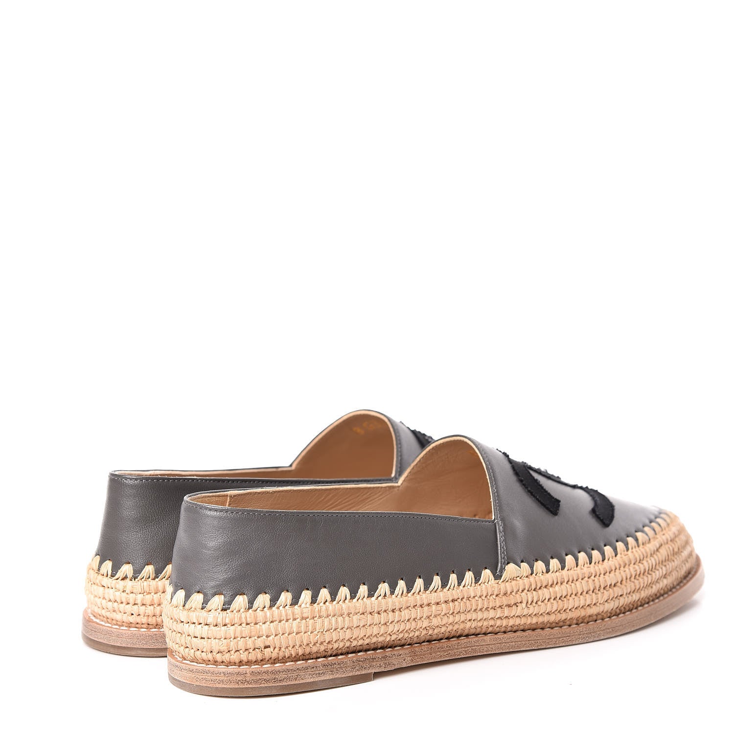 Chanel Lambskin Grosgrain CC Espadrilles 39 Grey Black 4 of 9
