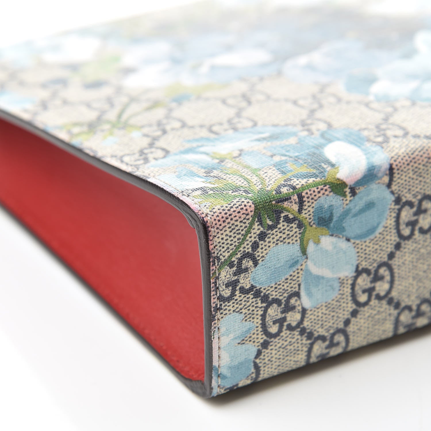 Gucci GG Supreme Monogram Blooms Large Cosmetic Case Beige Blue Navy Hibiscus Red 8 of 10