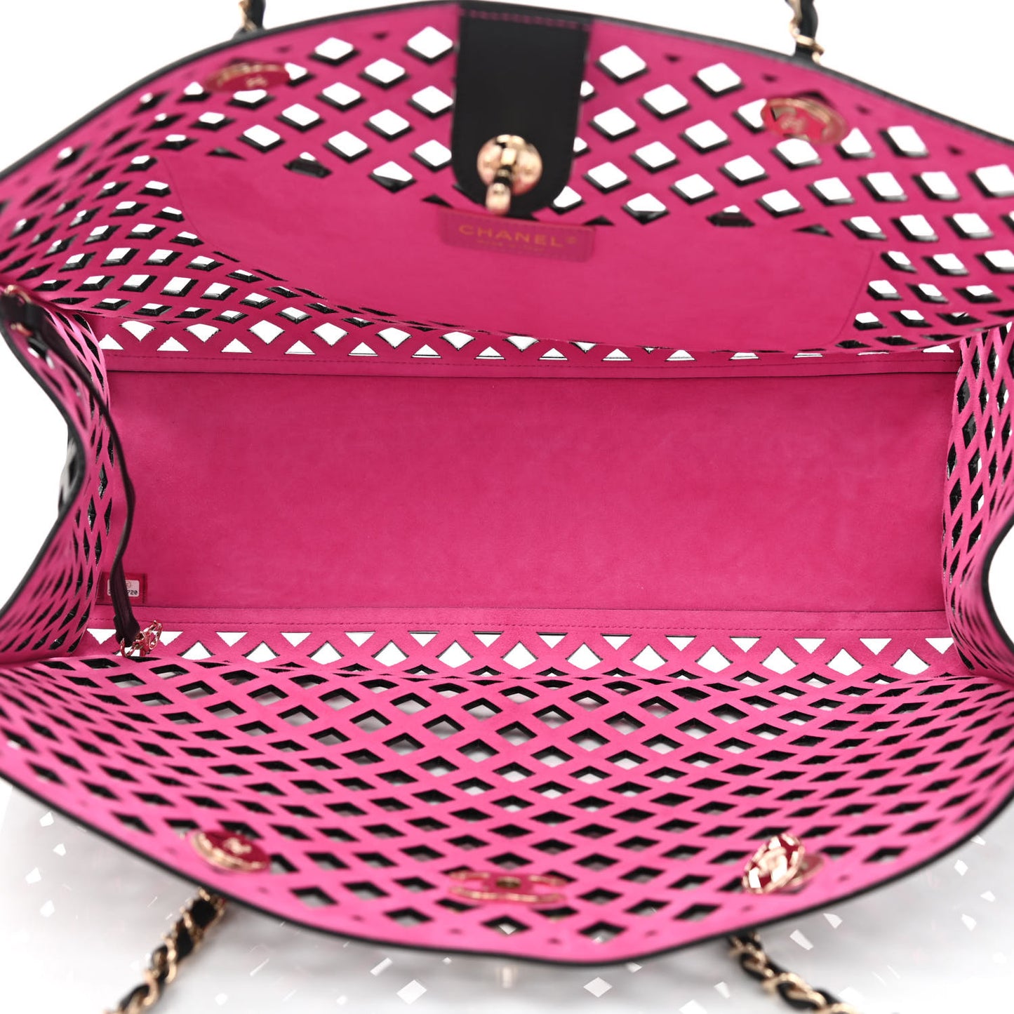 Lambskin Sea Through Tote Black Multicolor