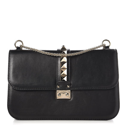 Valentino Garavani Vitello Medium Glam Lock Rockstud Flap Black 1 of 10