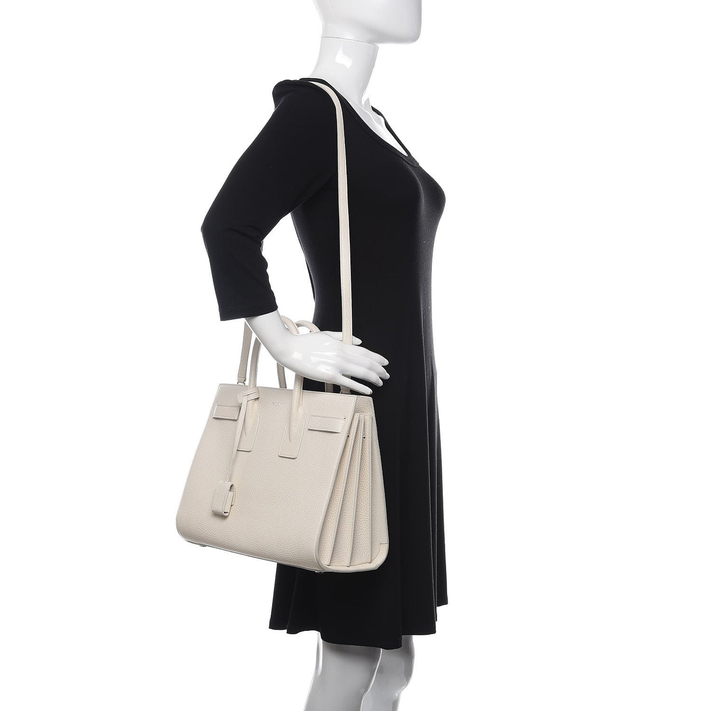 Grained Calfskin Small Sac De Jour Dove White
