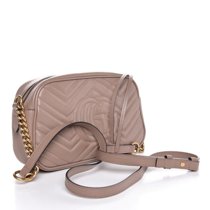 Gucci Calfskin Matelasse Small GG Marmont Chain Shoulder Bag Taupe 3 of 7