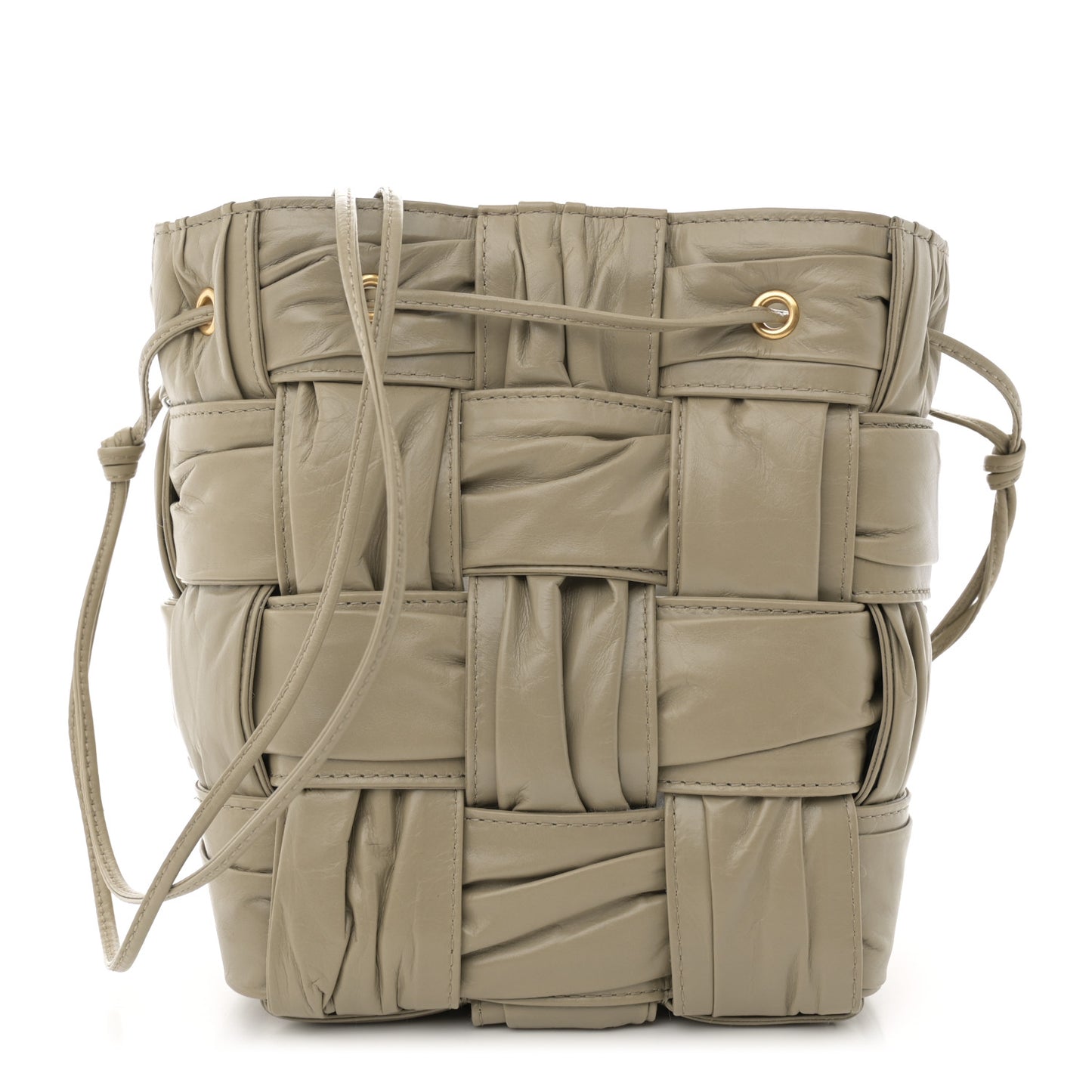 Calfskin Intrecciato Foulard Bucket Bag Taupe