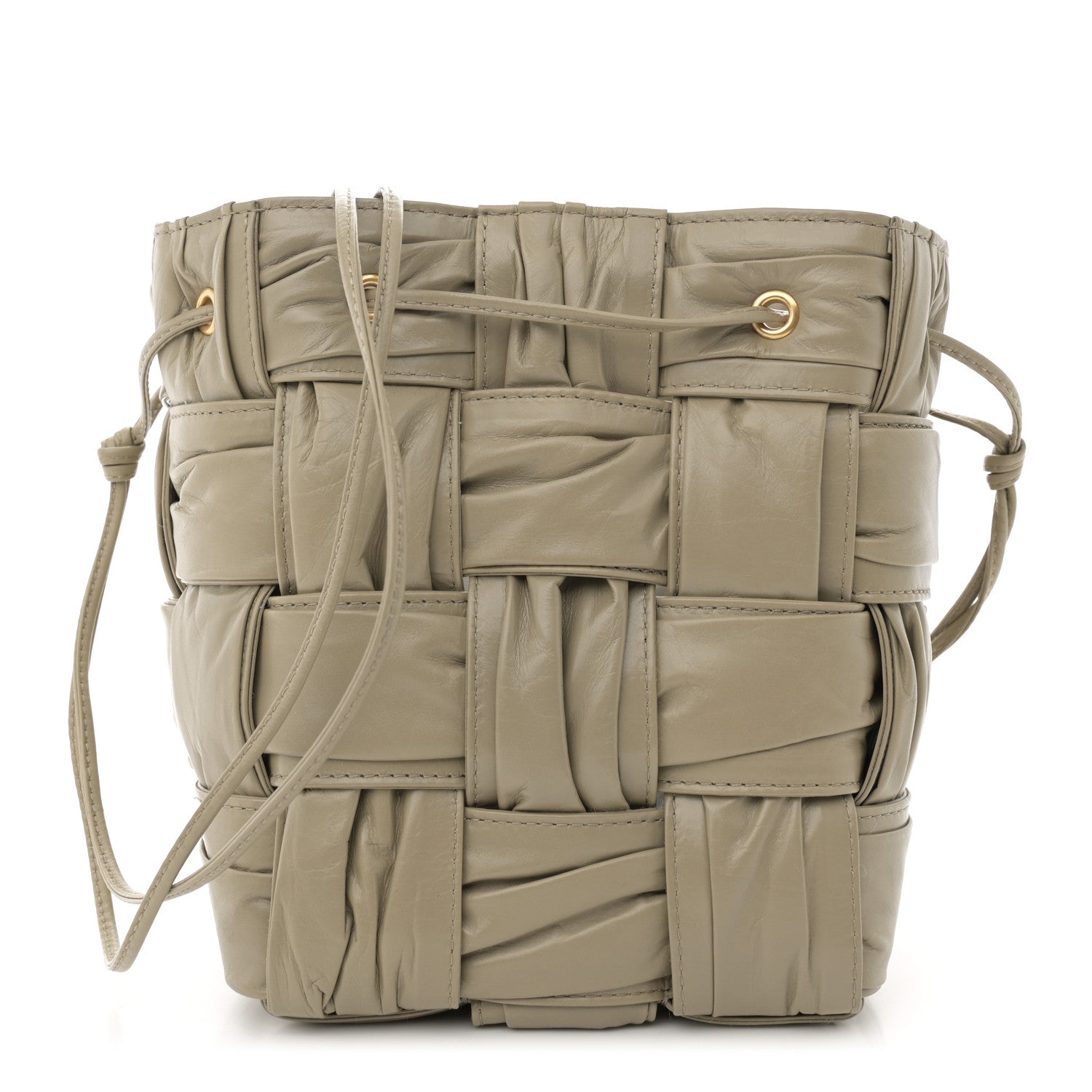 Bottega Veneta Calfskin Intrecciato Foulard Bucket Bag Taupe 1 of 9