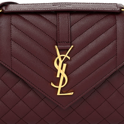 Saint Laurent Grain De Poudre Textured Mixed Matelasse Medium Triquilt Monogram Satchel Rouge Legion 8 of 10
