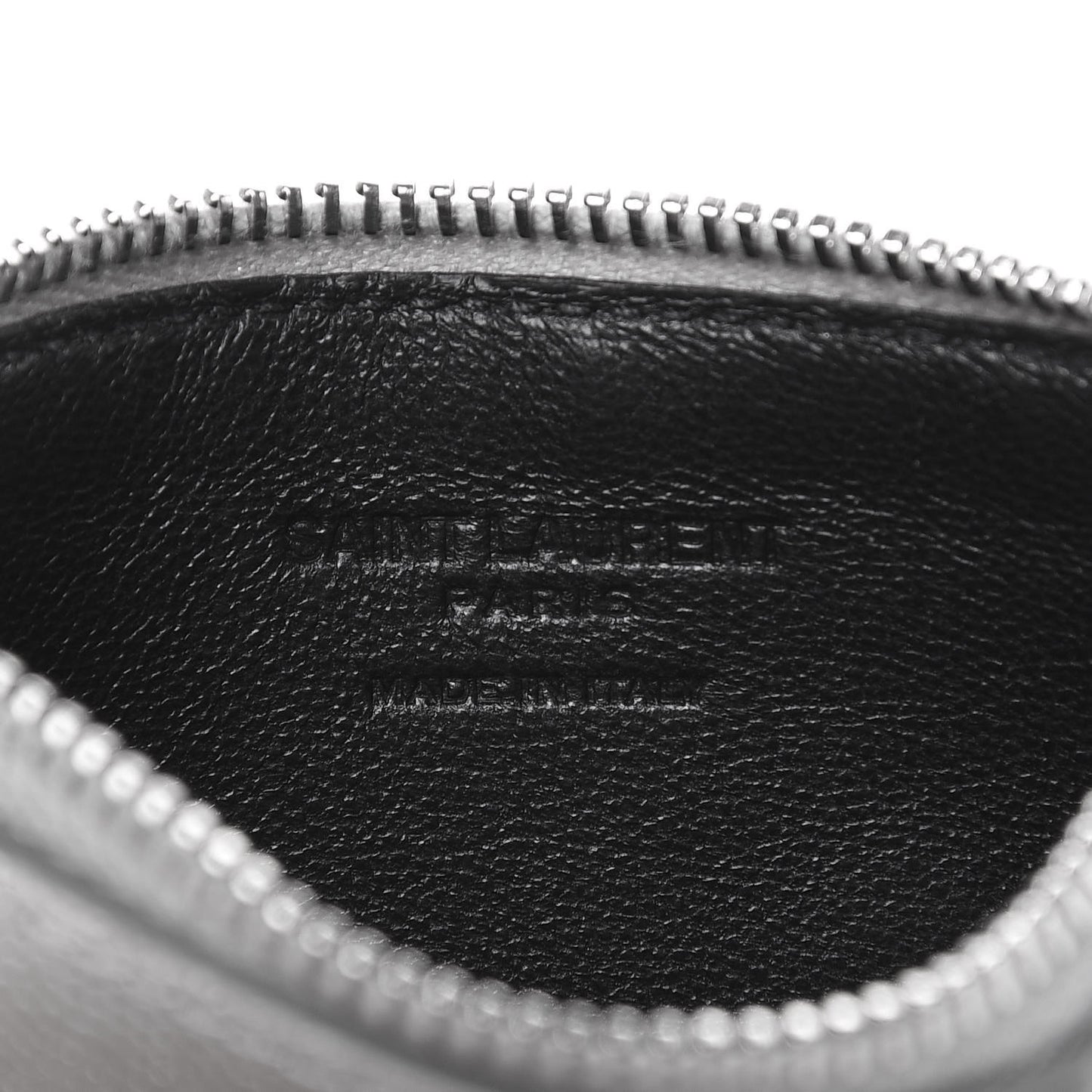 Grained Calfskin 5 Fragments Zip Pouch Card Holder Silver