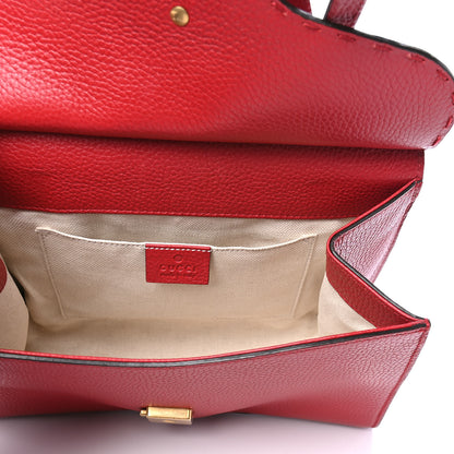 Gucci Calfskin Mini GG Marmont Top Handle Bag Vulcanic Red 4 of 6