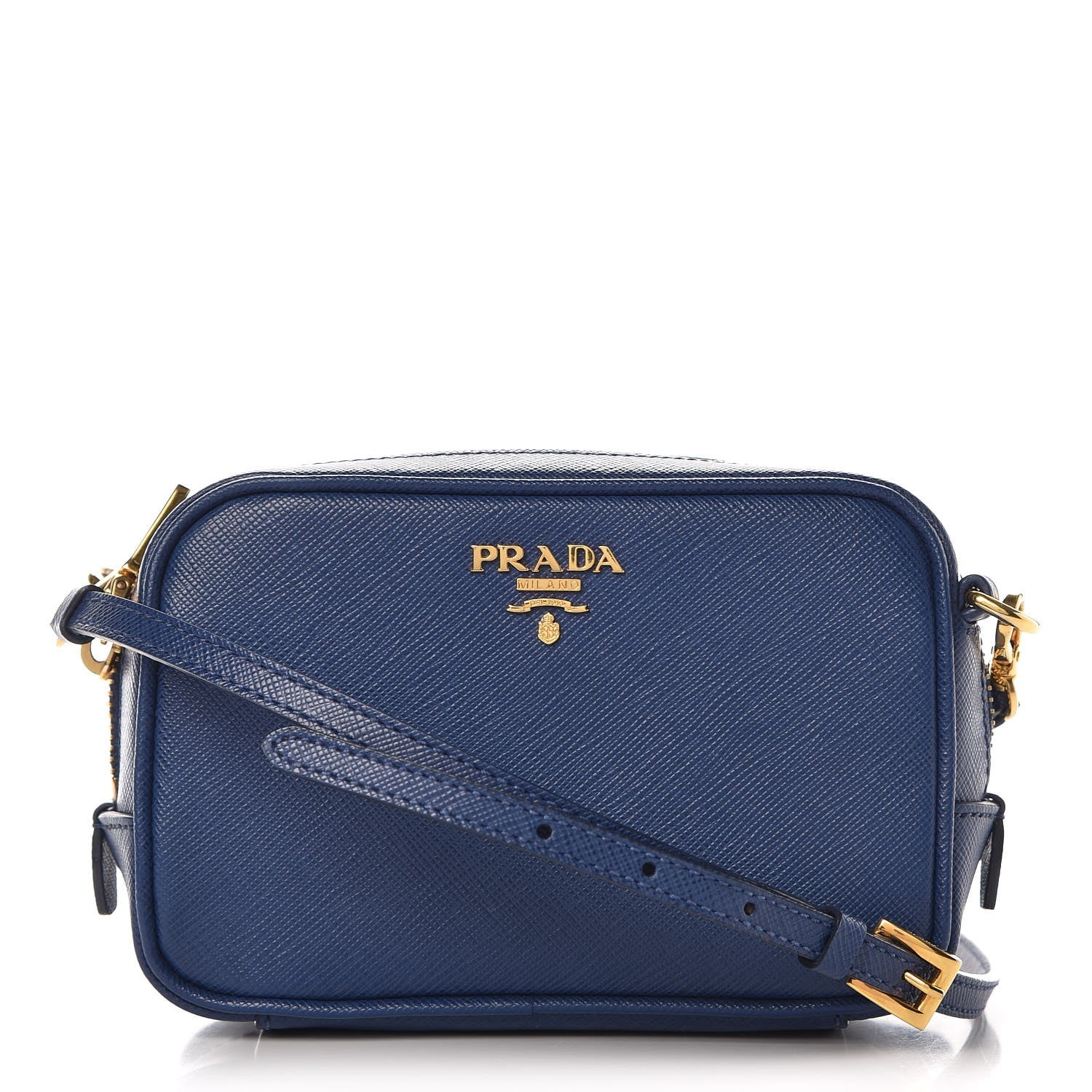 Prada Saffiano Mini Camera Crossbody Bag Bleuette 1 of 9