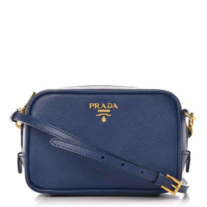 Prada Saffiano Mini Camera Crossbody Bag Bleuette 1 of 9