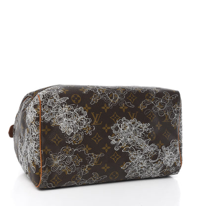 Louis Vuitton Monogram Dentelle Speedy 30 Silver 4 of 9