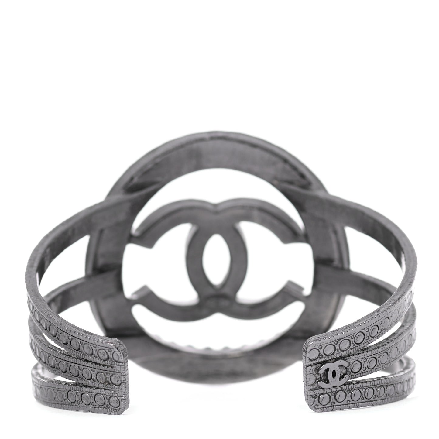 Ruthenium Beaded CC Round Cuff Dark Grey