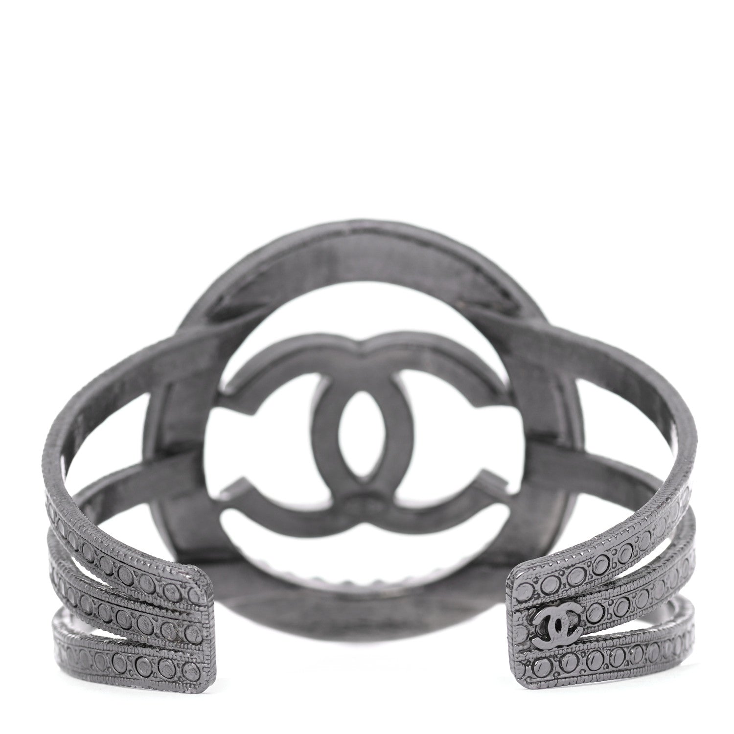 Chanel Ruthenium Beaded CC Round Cuff Dark Grey 3 of 5