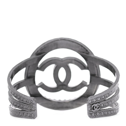 Chanel Ruthenium Beaded CC Round Cuff Dark Grey 3 of 5