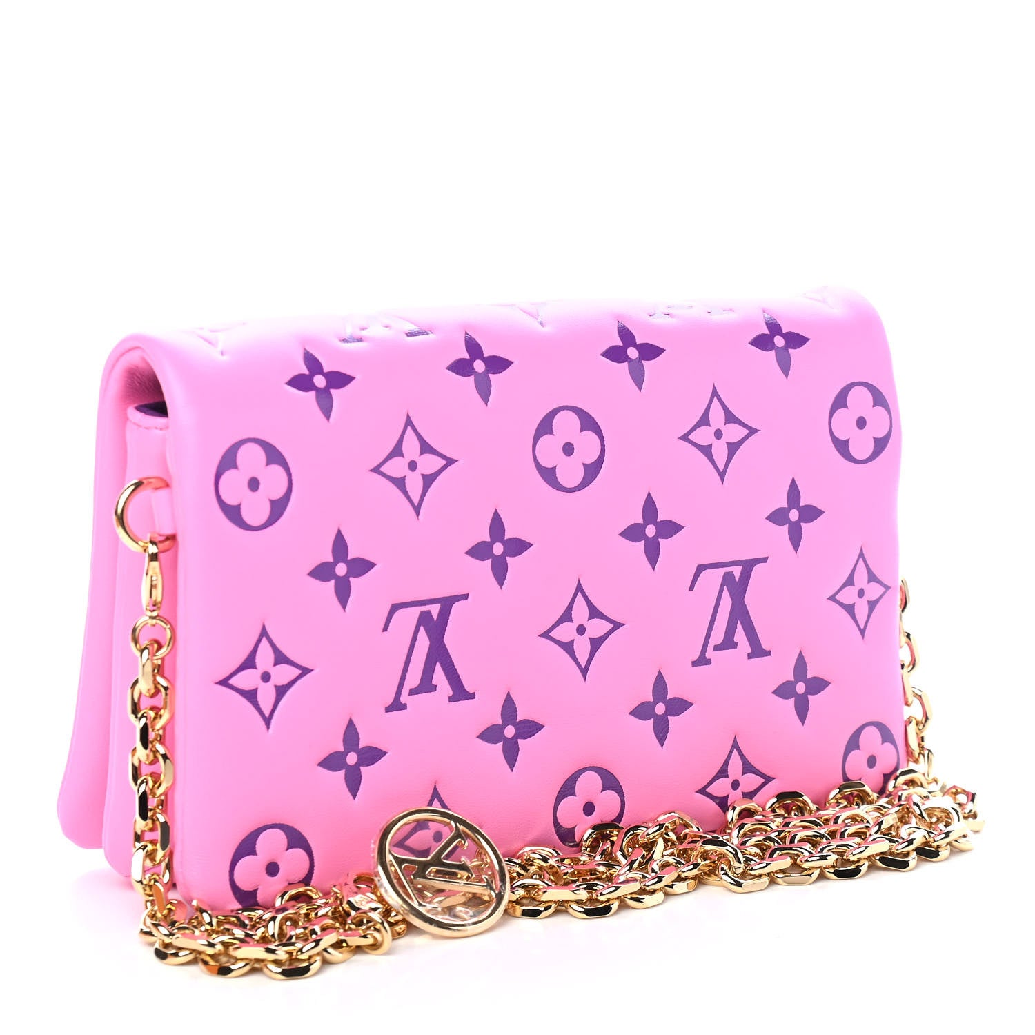 Louis Vuitton Lambskin Embossed Monogram Vuittamins Pochette Coussin Rose Violet 3 of 8
