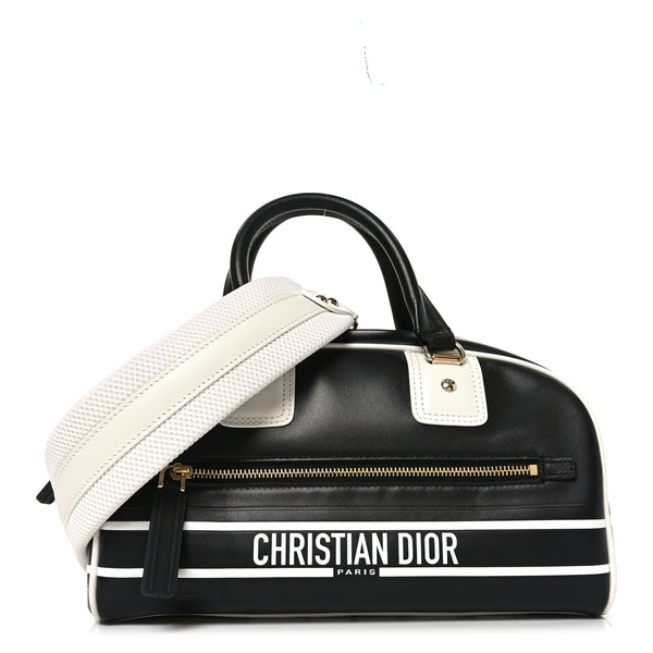 Christian Dior Calfskin Small Dior Vibe Zip Bowling Bag Black