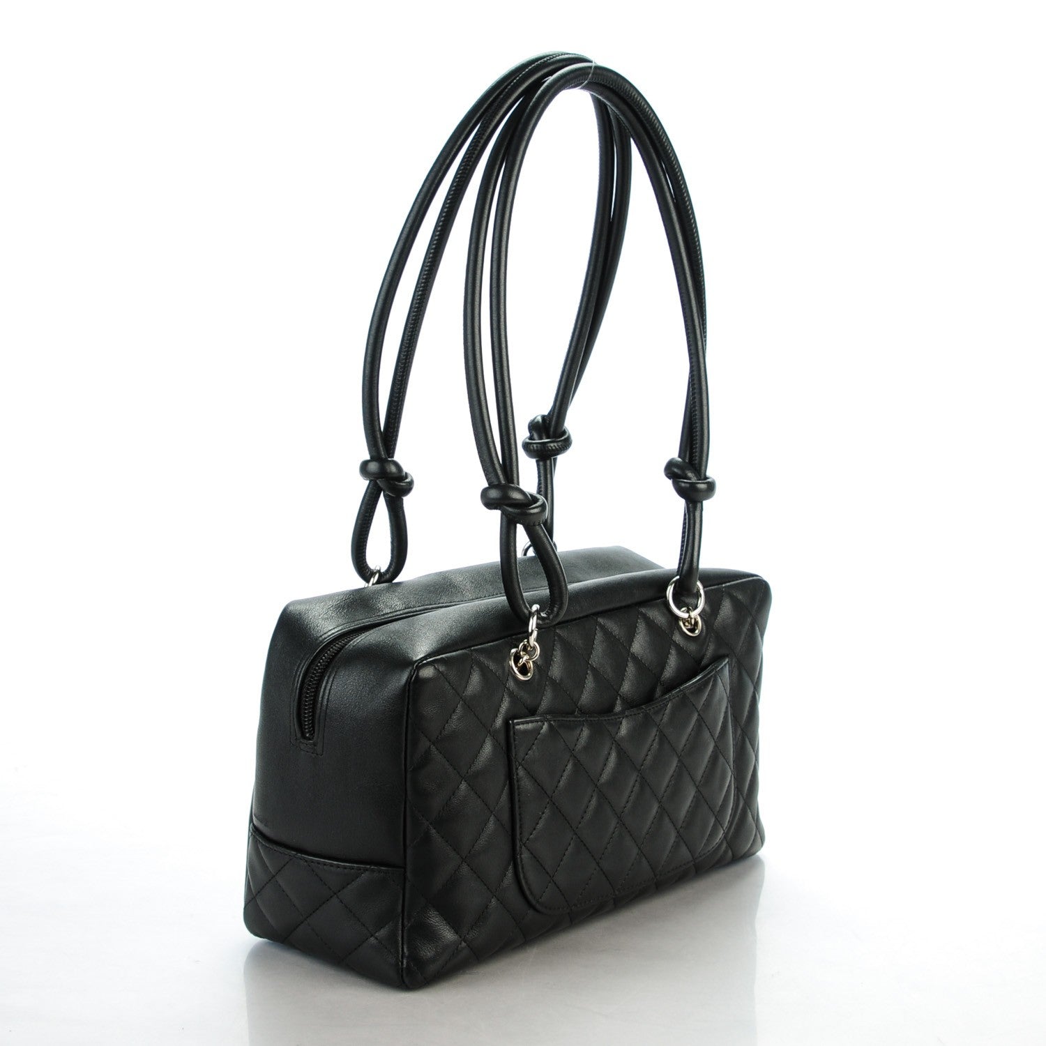Chanel Calfskin Quilted Large Cambon Bowler Black White 3 of 8