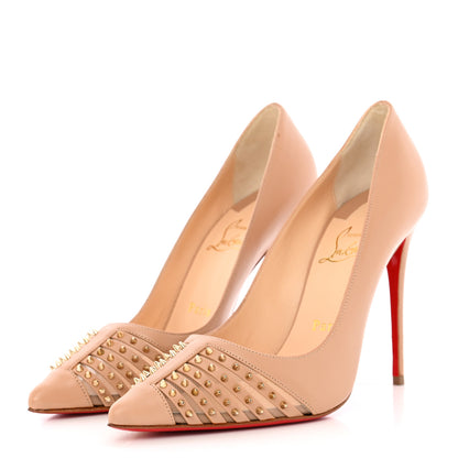 Christian Louboutin Kid Bareta 100 Pumps 37 Nude Light Gold 3 of 22