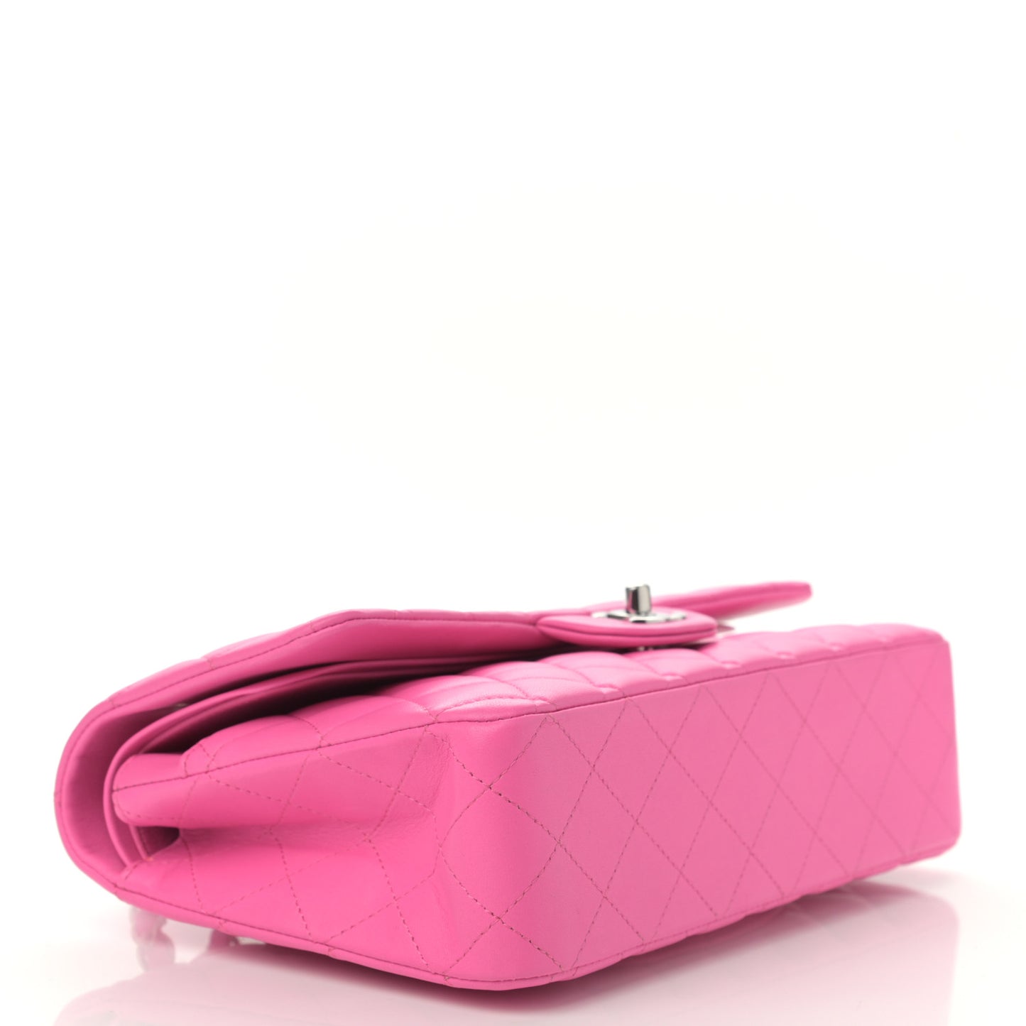 Lambskin Quilted Medium Double Flap Neon Pink