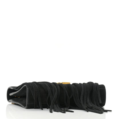 Saint Laurent Suede Fringe Small Monogram Satchel Black 3 of 8