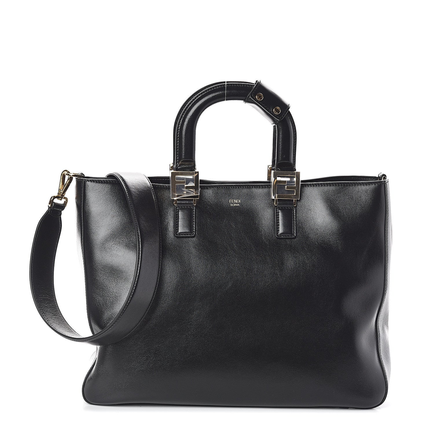 Fendi Vitello Glacier Medium FF Tote Black 1 of 8