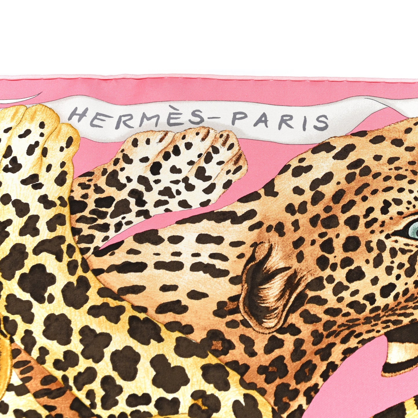 Silk Twill Lazy Leopardesses Scarf 90 Rose Vif Anthracite