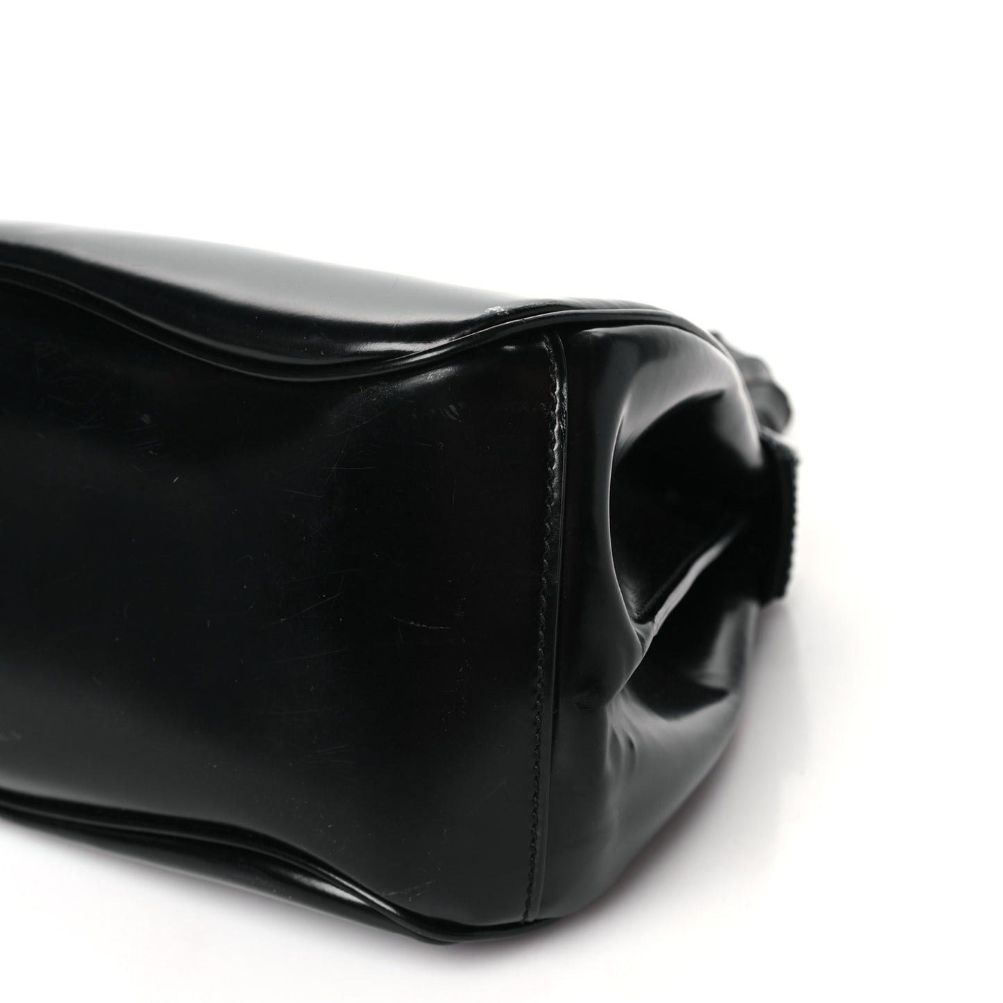 Regent Calfskin Bamboo Medium Lady Lock Top Handle Bag Black