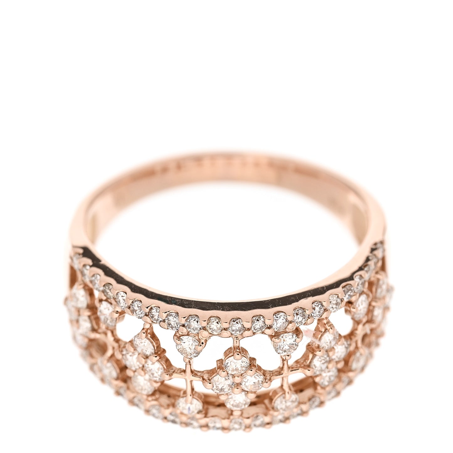 18K Rose Gold Diamond 1.00ctw Pave Openwork Band Ring 59 8.75