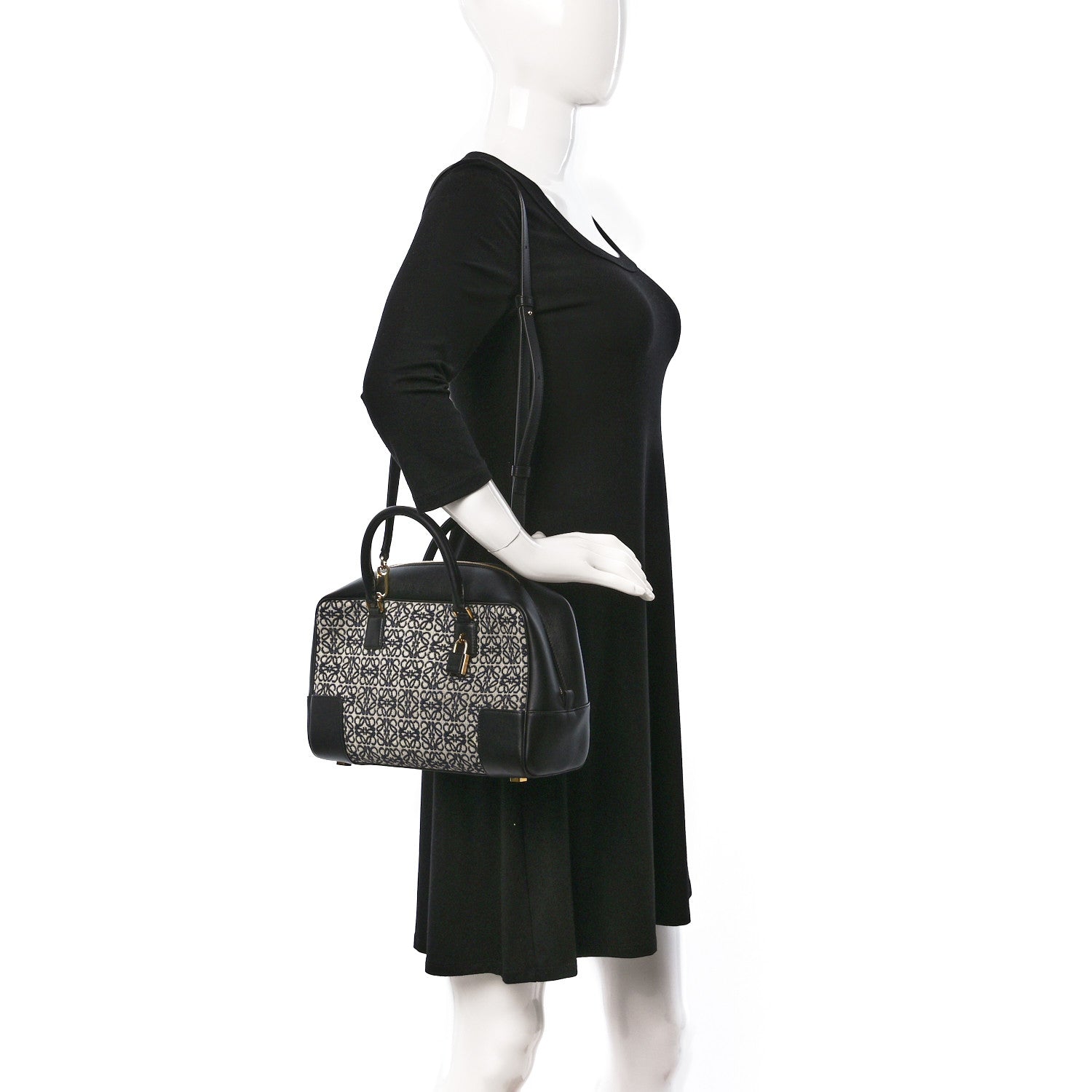 Loewe Jacquard Anagram Calfskin Amazona 28 Black Navy 2 of 8