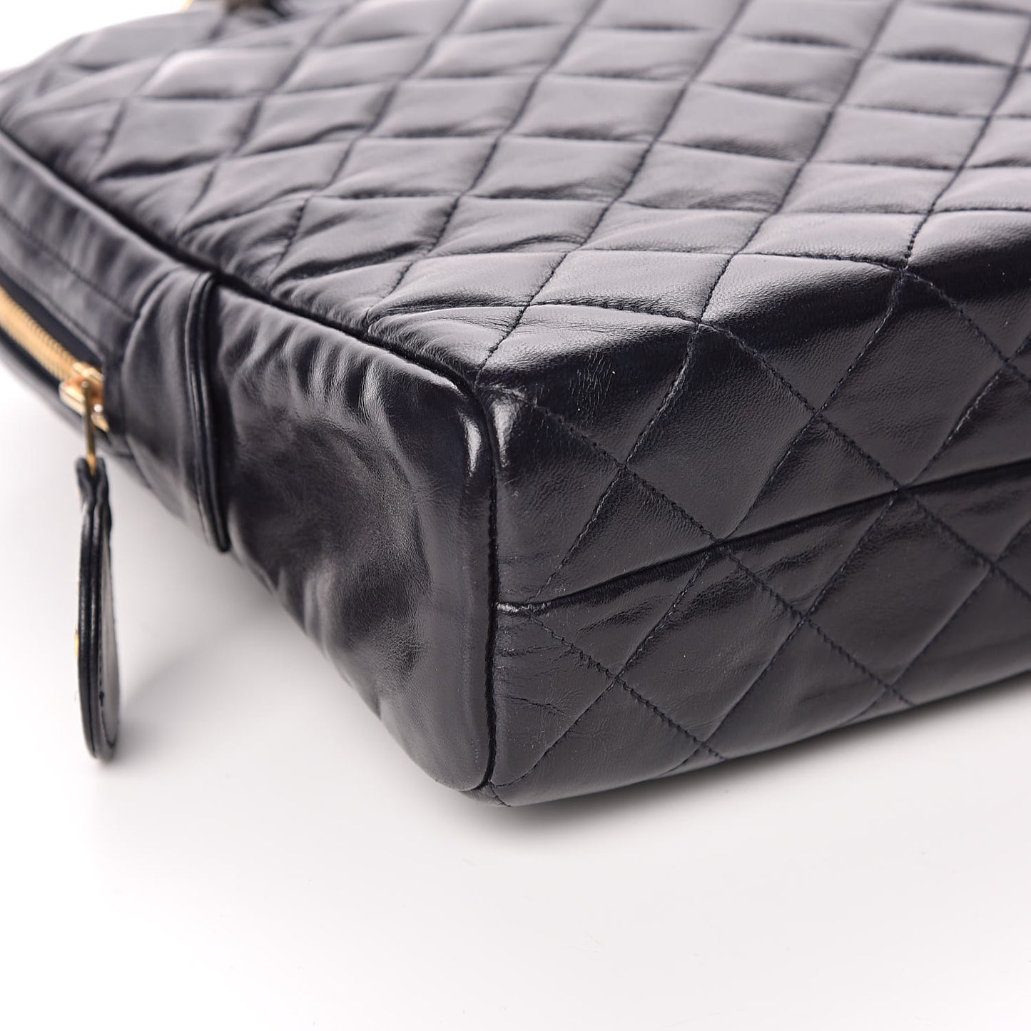 Lambskin Quilted Shoulder Bag Navy Blue