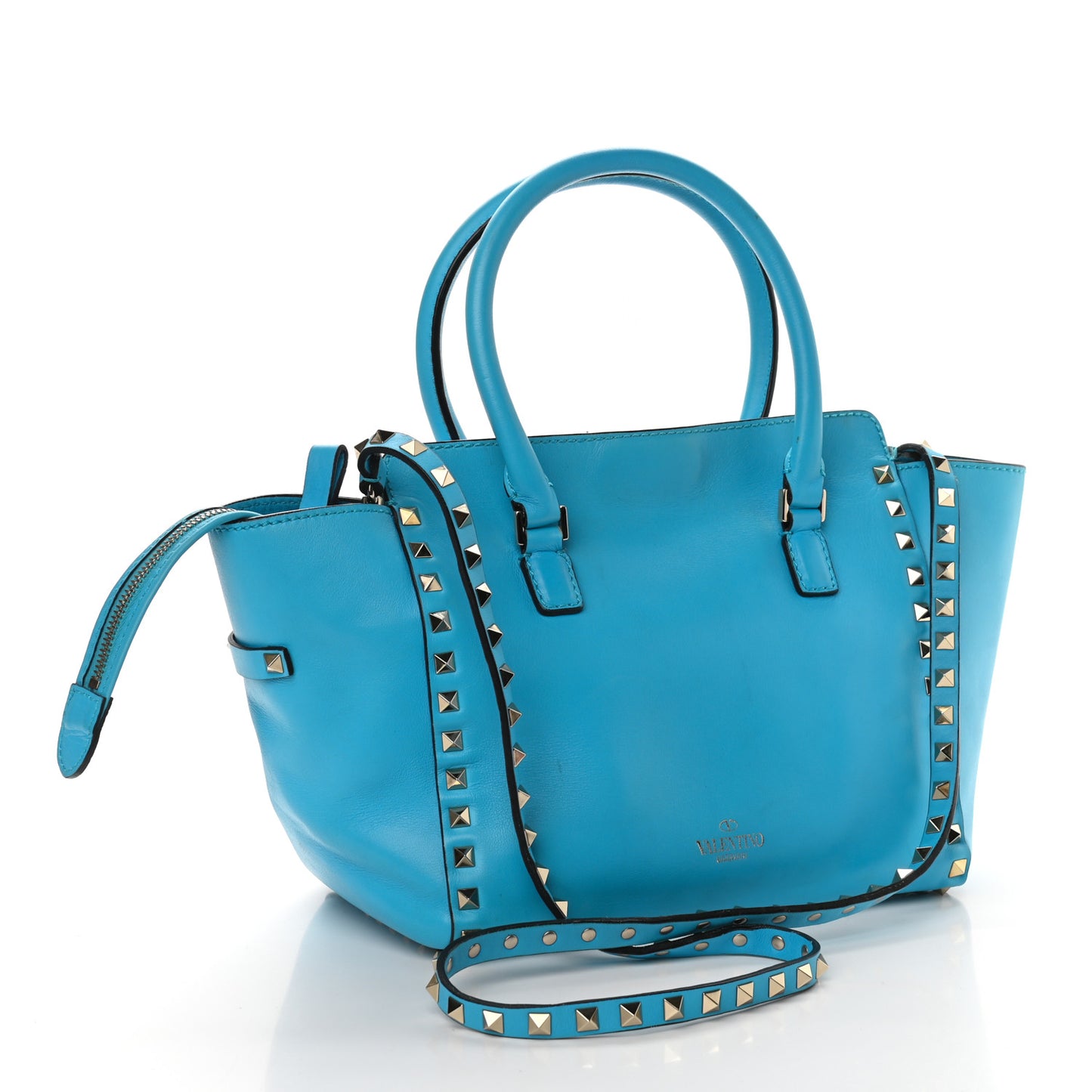 Vitello Small Rockstud Double Handle Tote Parrot