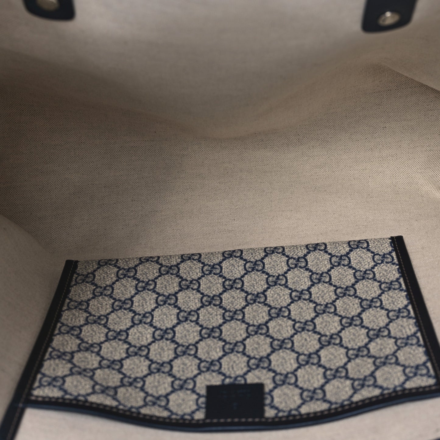 GG Plus Monogram Medium Signature Web Loop Tote Navy
