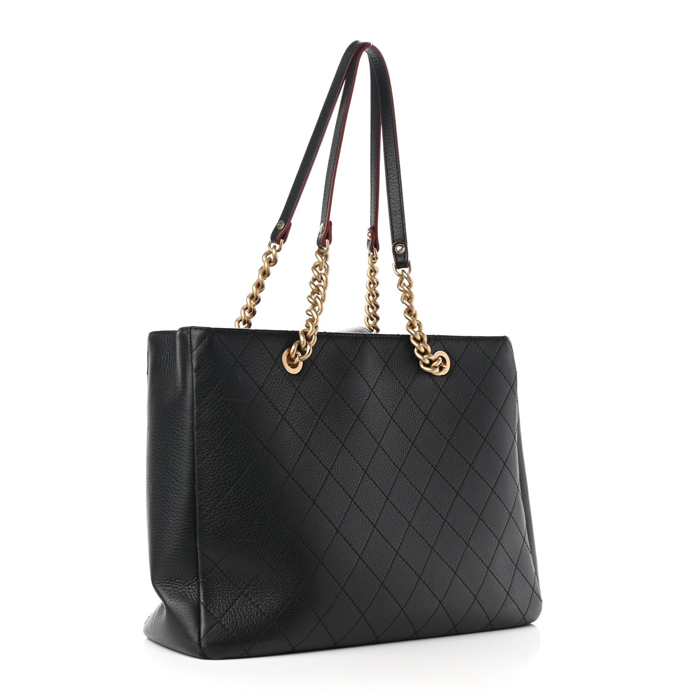 Calfskin Stitched Archi Chic Large Tote Black