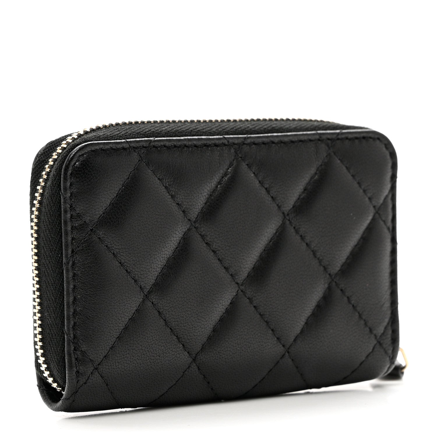Chanel Lambskin Quilted Graffiti Zip Around Coin Purse Wallet Black 3 of 7